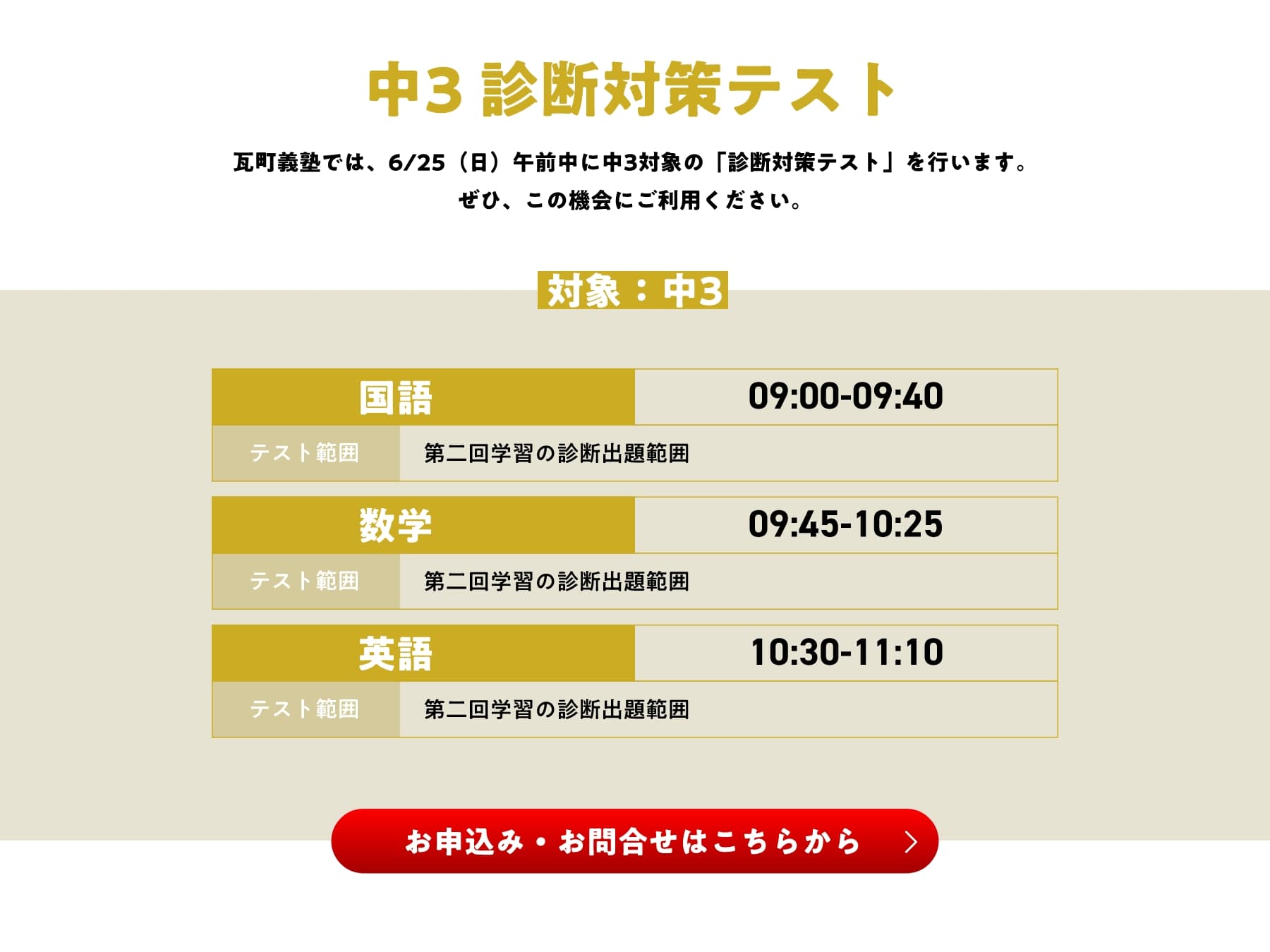 中3 診断対策テスト