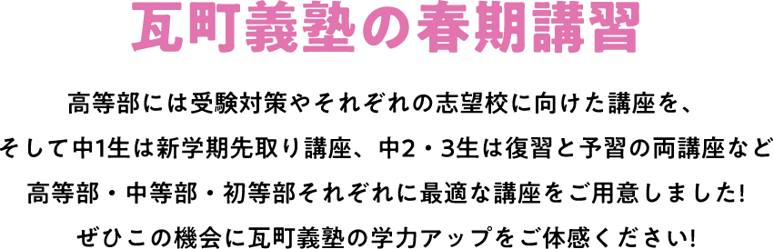 瓦町義塾の春期講習 説明